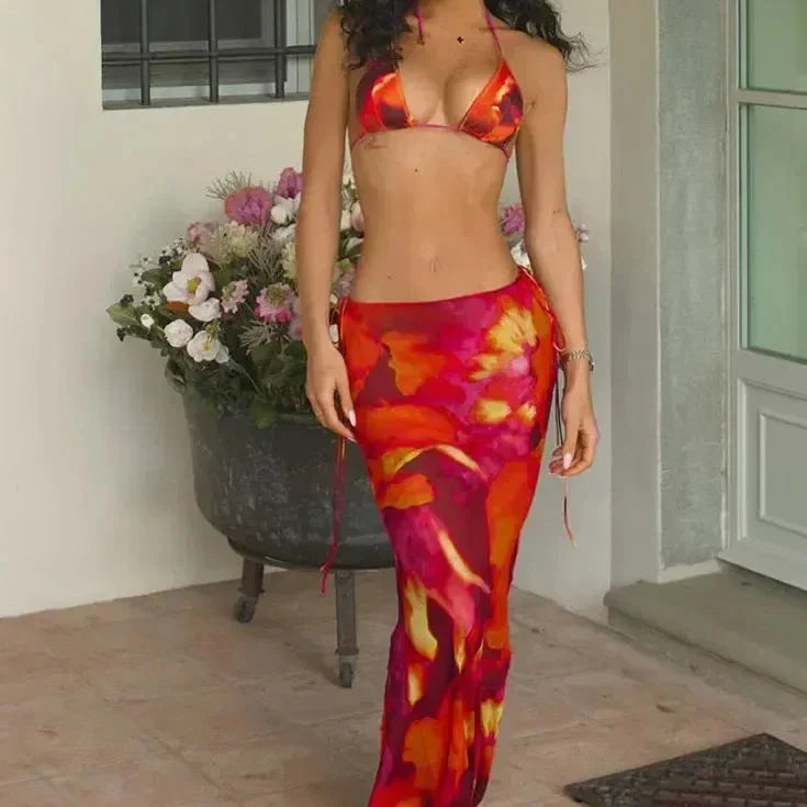 Dwuczęściowy strój kąpielowy bikini + spódnica plażowa w zestawie Morfeusz-helthfit.pl