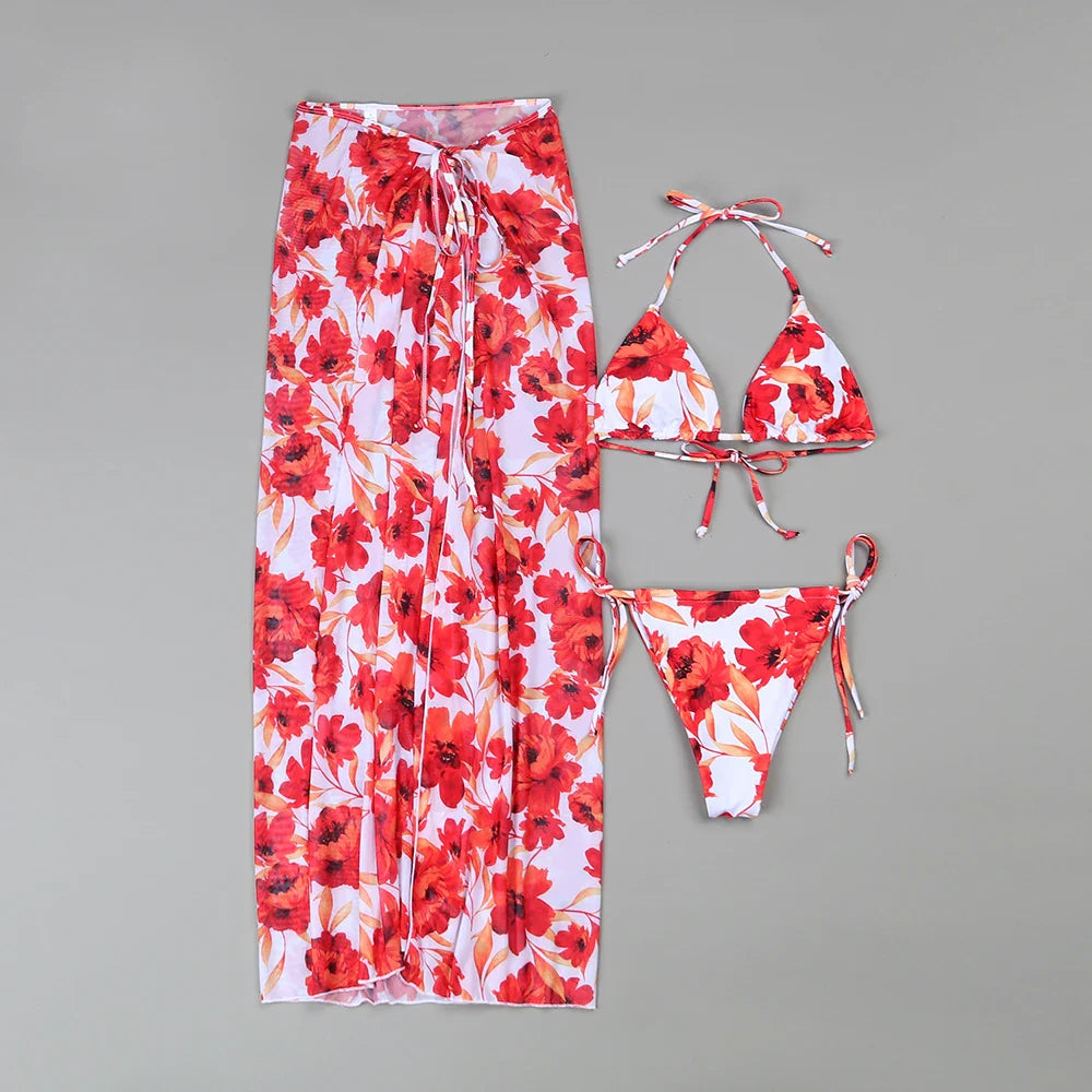 Kostium kąpielowy bikini z długą spódnicą plażową w zestawie Kymopoleja-helthfit.pl