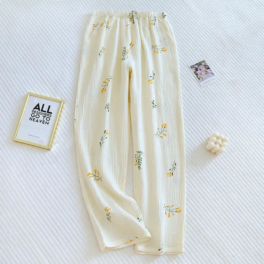 Piżamowe spodnie z krepy bawełnianej Asklepios-helthfit.pl