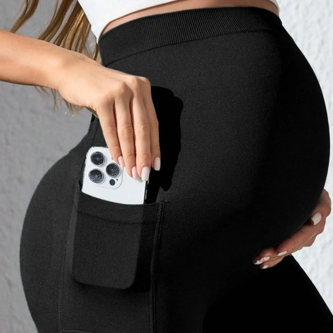 Krótkie legginsy ciążowe z kieszonką Melpomene-helthfit.pl