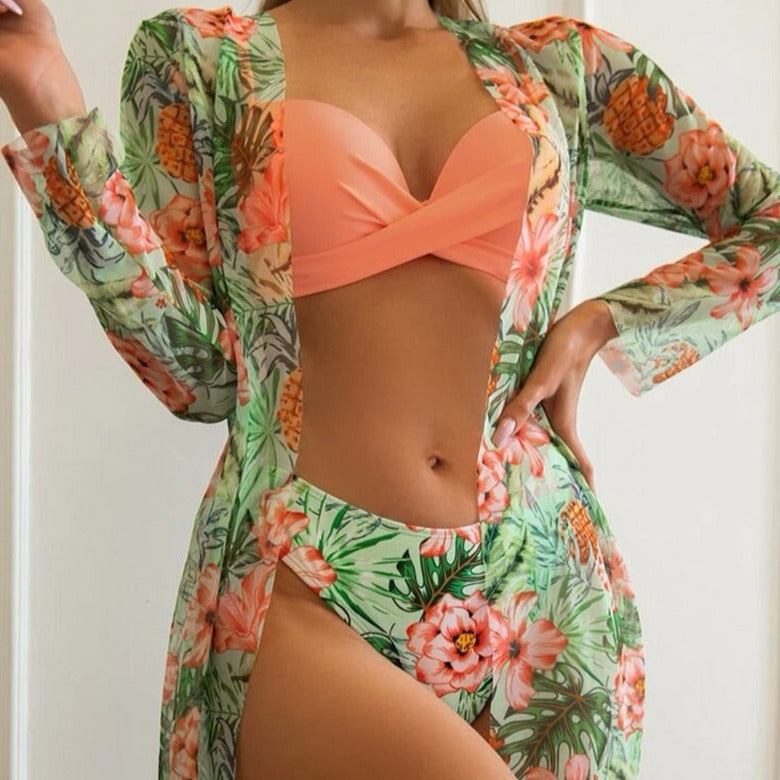 Dwuczęściowy strój kąpielowy i kimono plażowe Demeter-Helthfit.pl
