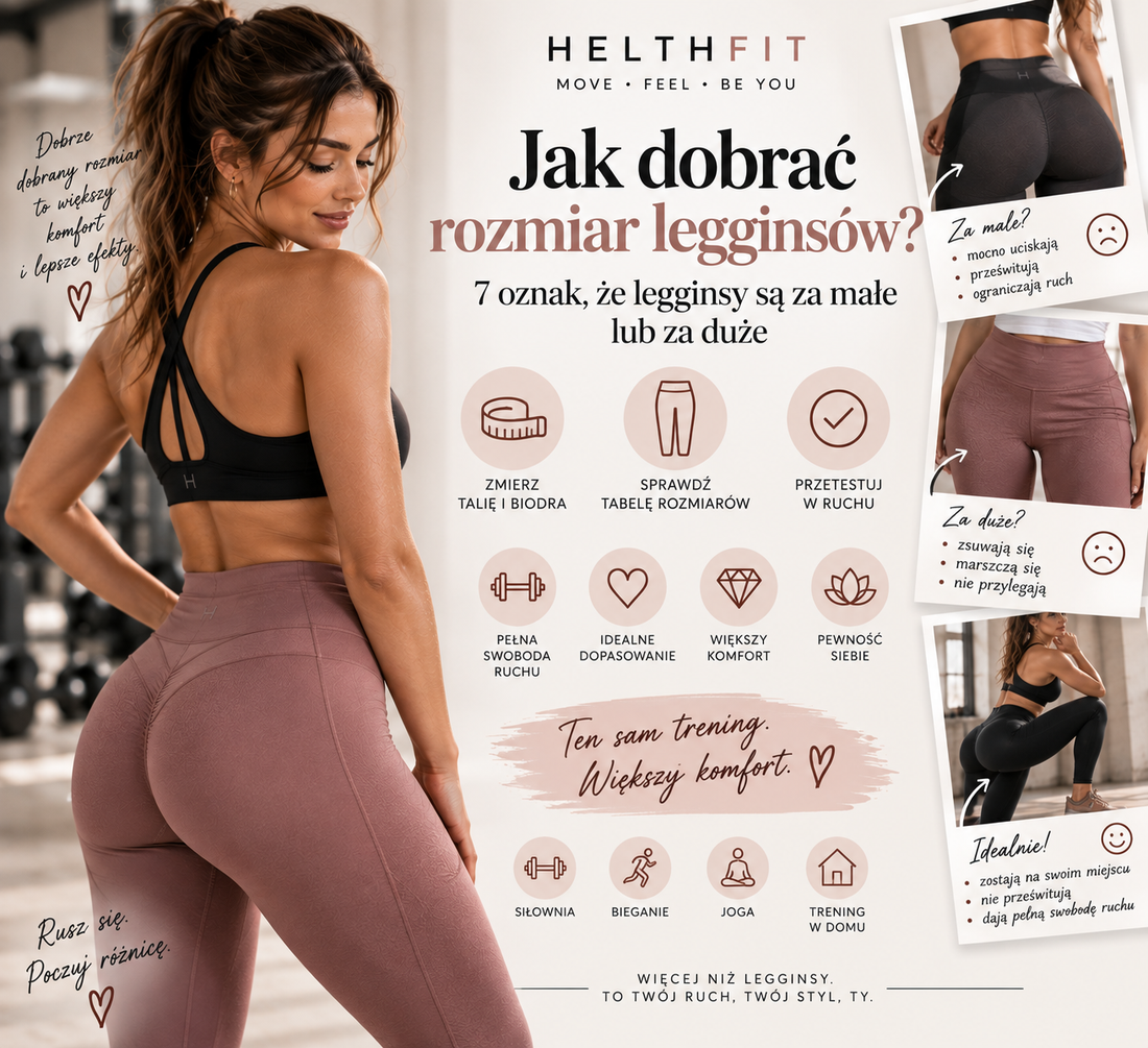 Jak dobrać rozmiar legginsów? 7 oznak, że legginsy są za małe lub za duże