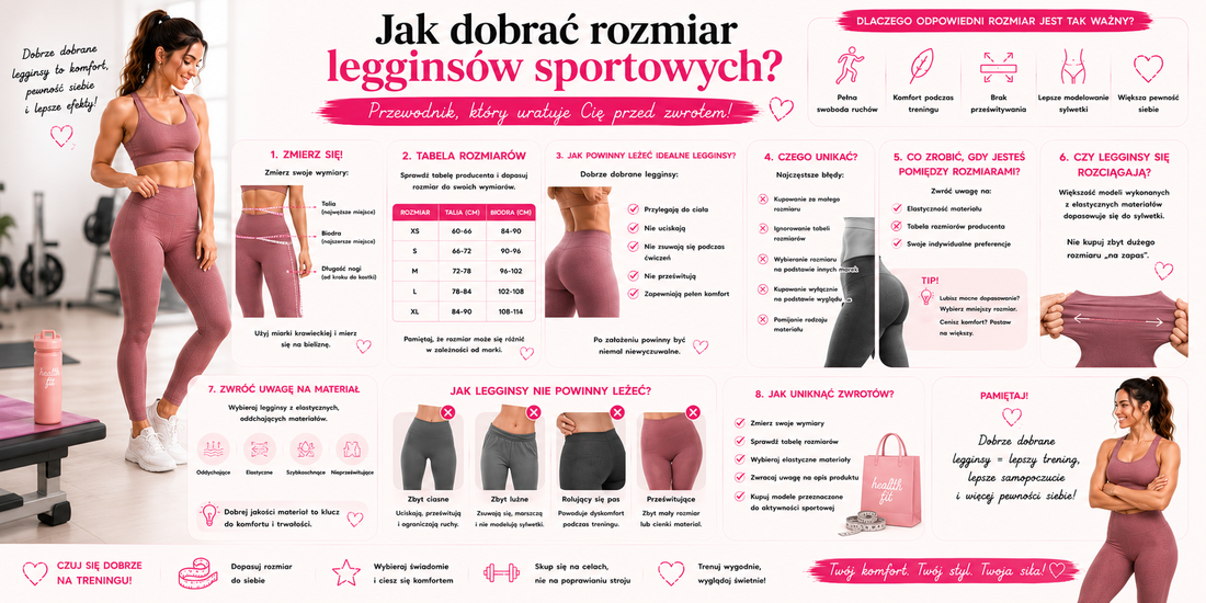Jak dobrać rozmiar legginsów sportowych? Przewodnik, który uratuje Cię przed zwrotem