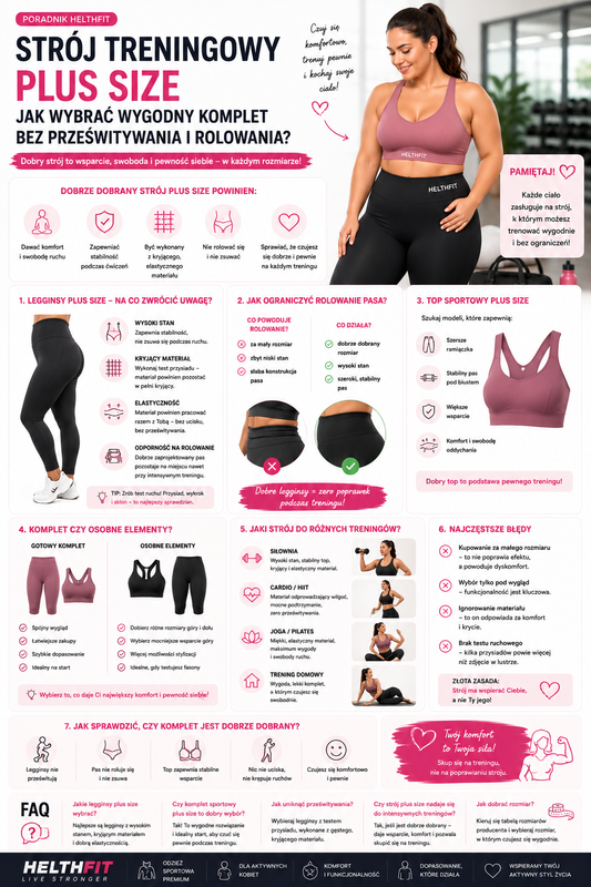 Strój treningowy plus size – jak wybrać wygodny komplet bez prześwitywania i rolowania?