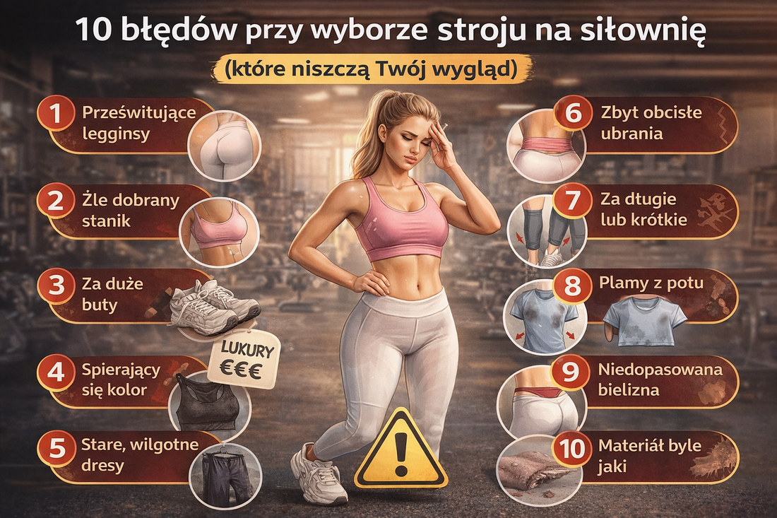 10 błędów przy wyborze stroju na siłownię (które niszczą Twój wygląd)