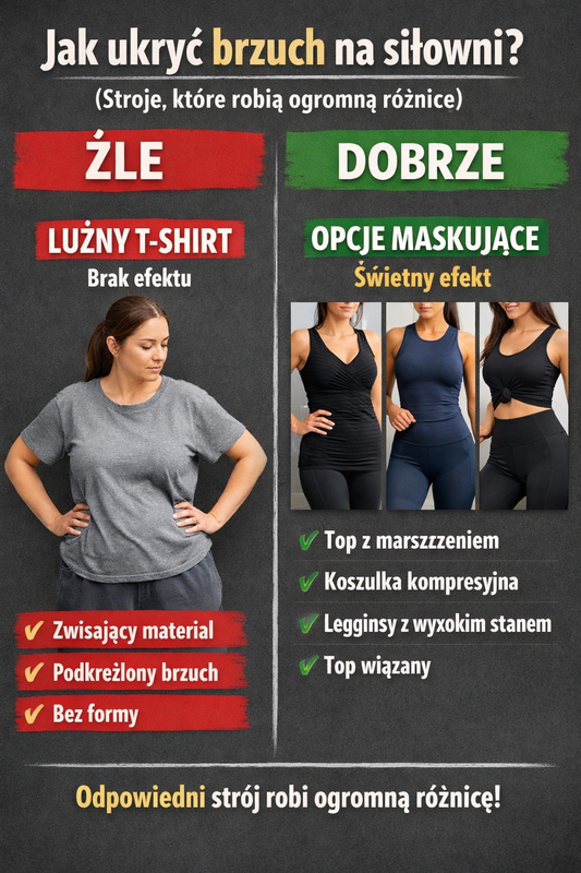 Jak ukryć brzuch na siłowni? (stroje, które robią ogromną różnicę)
