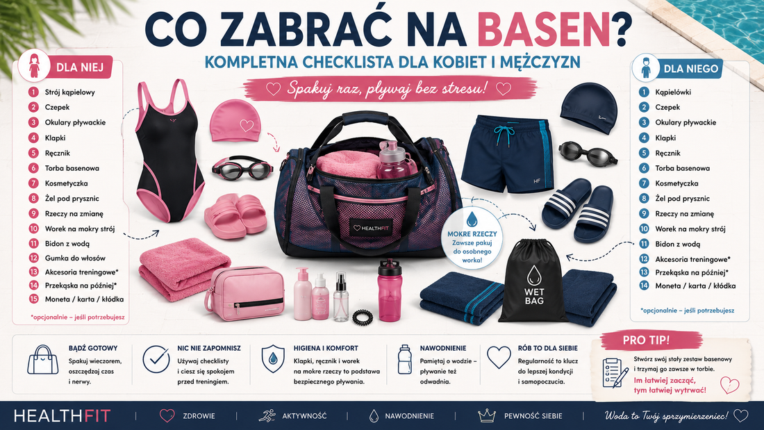 Co zabrać na basen? Kompletna checklista dla kobiet i mężczyzn – 15 rzeczy, o których łatwo zapomnieć