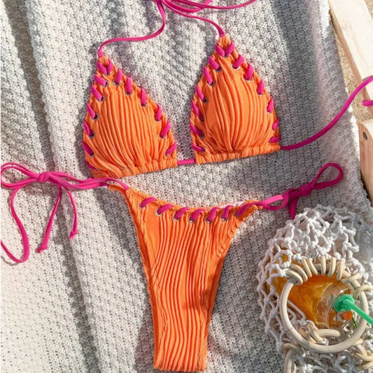 Kostium kąpielowy bikini z ozdobnymi sznureczkami Zefir-helthfit.pl
