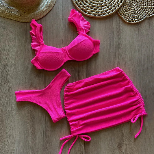 Dwuczęściowy strój kąpielowy bikini ze spódniczką w zestawie Tyche-helthfit.pl
