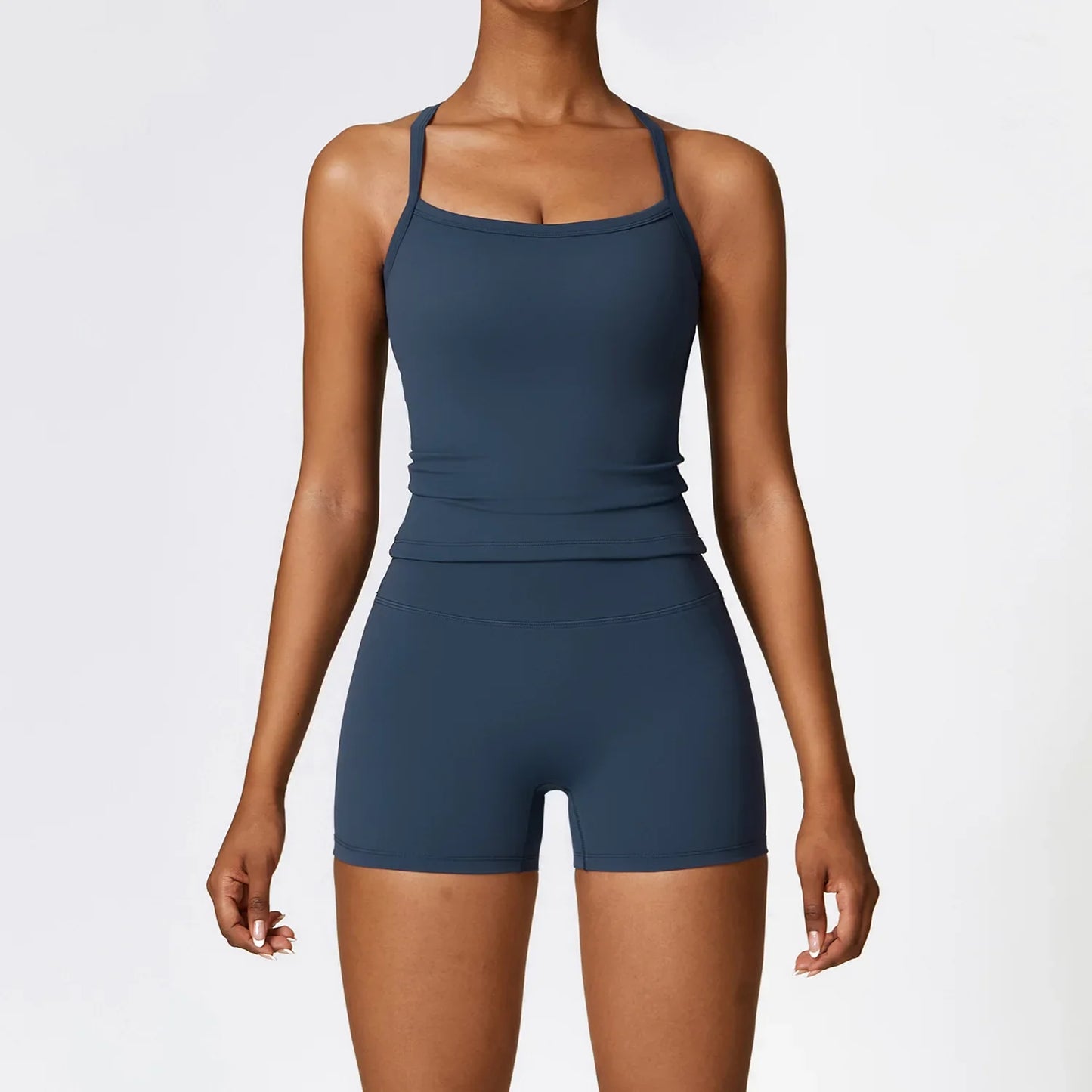Komplet odzieży domowej krótkie legginsy + top na ramiączkach Persefona-helthfit.pl
