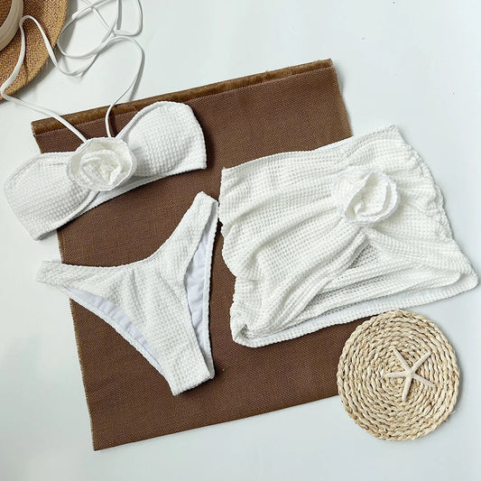 Dwuczęściowy strój kąpielowy bikini ze spódniczką plażową w zestawie Asklepios-helthfit.pl