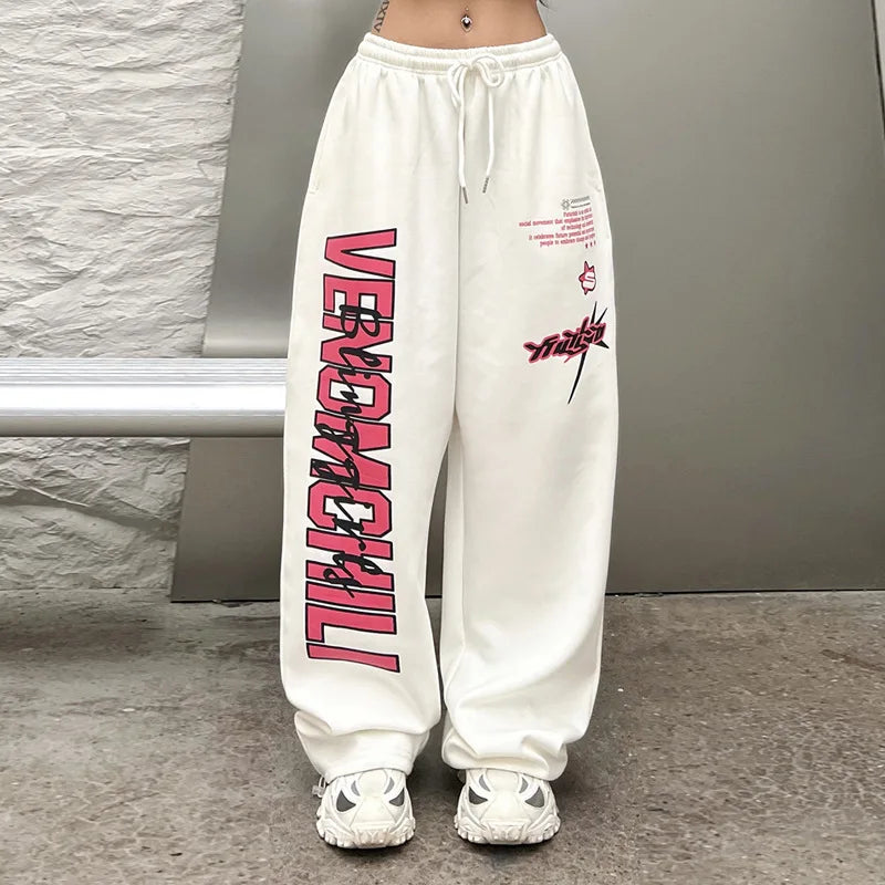 Luźne spodnie dresowe z napisami Psyche-helthfit.pl