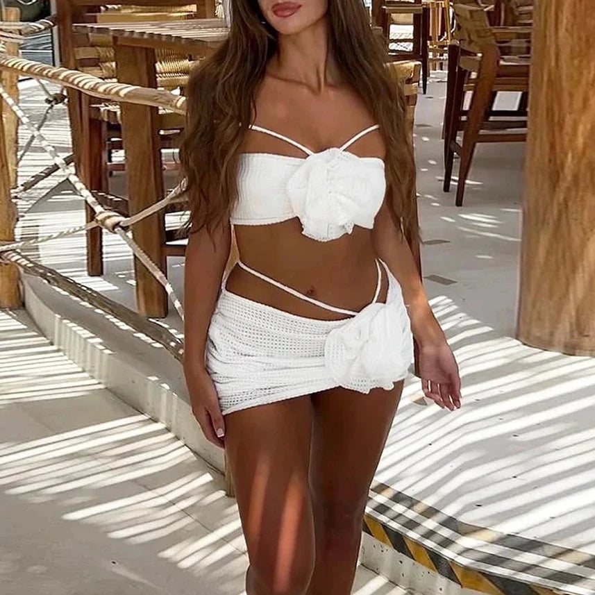 Dwuczęściowy strój kąpielowy bikini ze spódniczką plażową w zestawie Asklepios-helthfit.pl