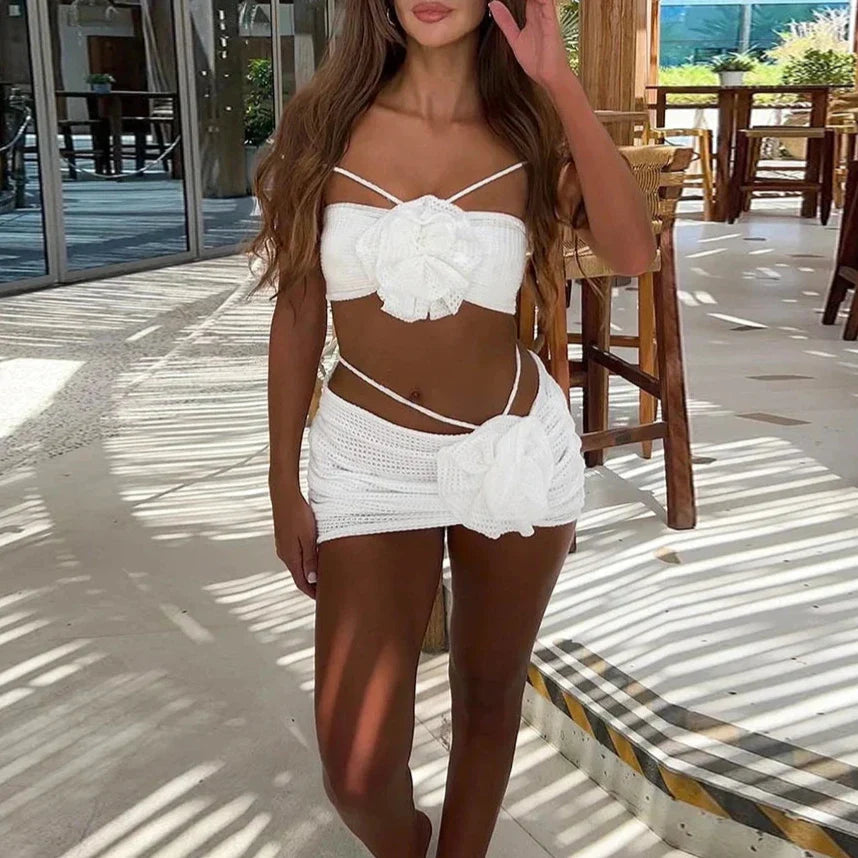 Dwuczęściowy strój kąpielowy bikini ze spódniczką plażową w zestawie Asklepios-helthfit.pl