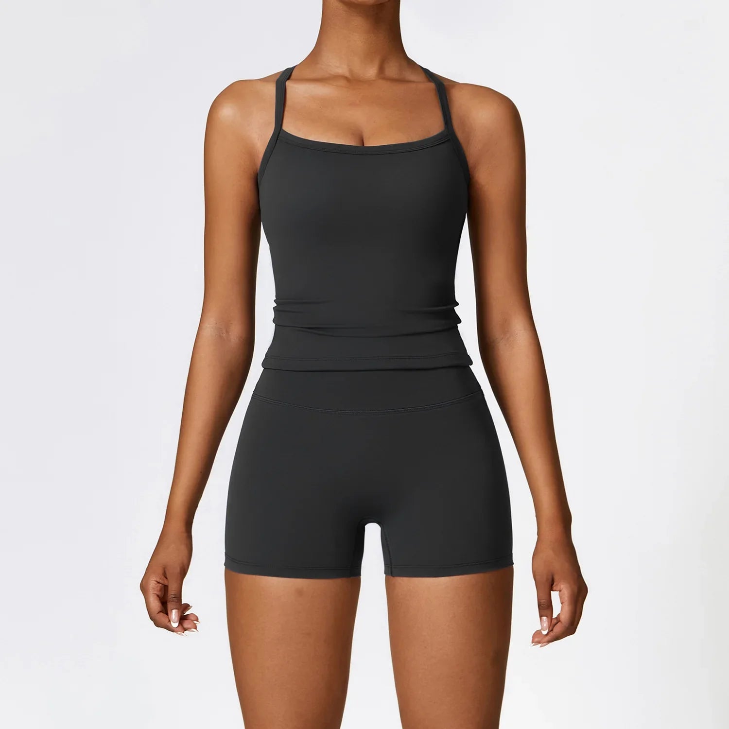 Komplet odzieży domowej krótkie legginsy + top na ramiączkach Persefona-helthfit.pl