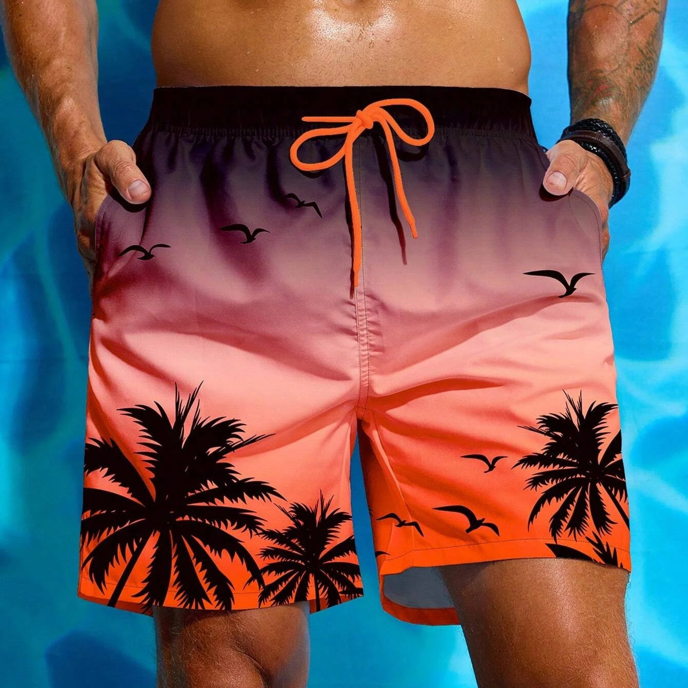 Męskie kąpielówki z plażowym nadrukiem Hypnos-helthfit.pl