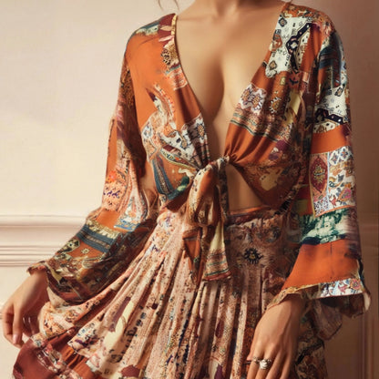 Krótkie kimono plażowe z szerokimi rękawami Dionizos-helthfit.pl