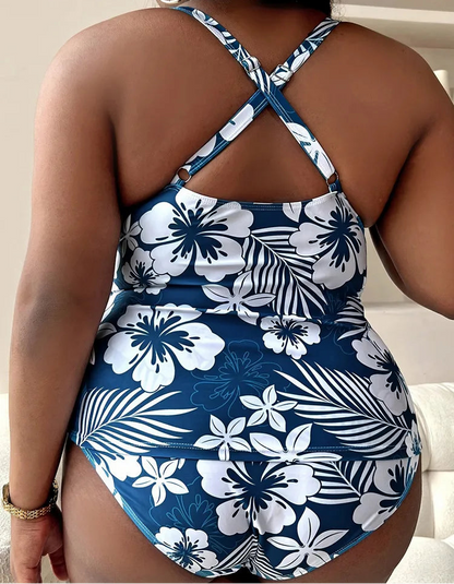 Jednoczęściowy strój kąpielowy z dekoltem Plus Size w kształcie litery V Zeus