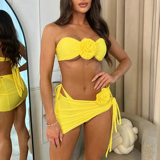 Dwuczęściowy strój kąpielowy bikini ze spodniczką w zestawie Acheloos-helthfit.pl