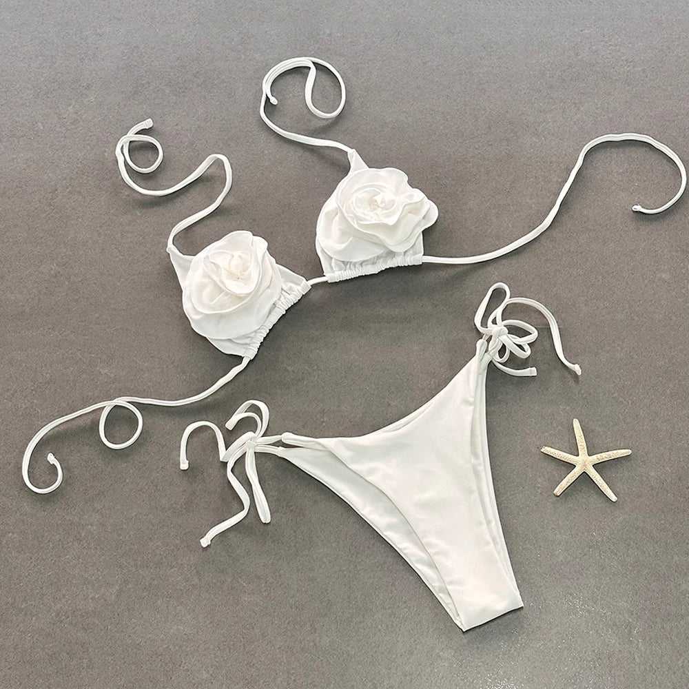 Dwuczęściowy strój kąpielowy bikini z ozdobnymi kwiatami Iris-helthfit.pl