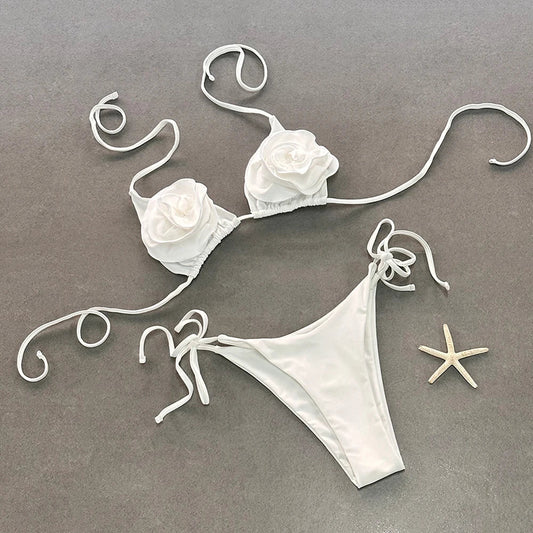 Dwuczęściowy strój kąpielowy bikini z ozdobnymi kwiatami Iris-helthfit.pl