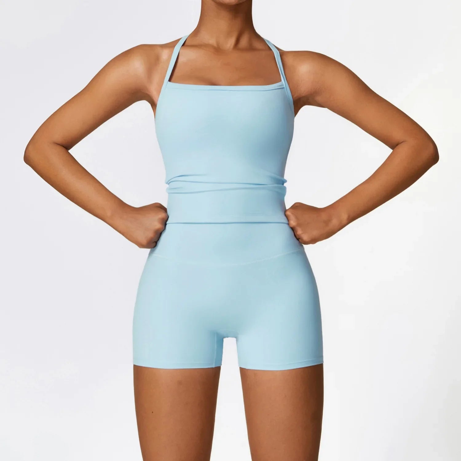 Komplet odzieży domowej krótkie legginsy + top na ramiączkach Persefona-helthfit.pl