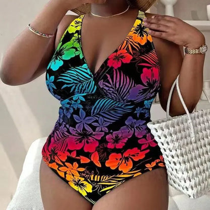 Jednoczęściowy strój kąpielowy z dekoltem Plus Size w kształcie litery V Zeus