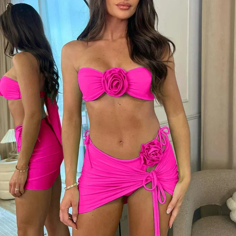 Dwuczęściowy strój kąpielowy bikini ze spodniczką w zestawie Acheloos-helthfit.pl