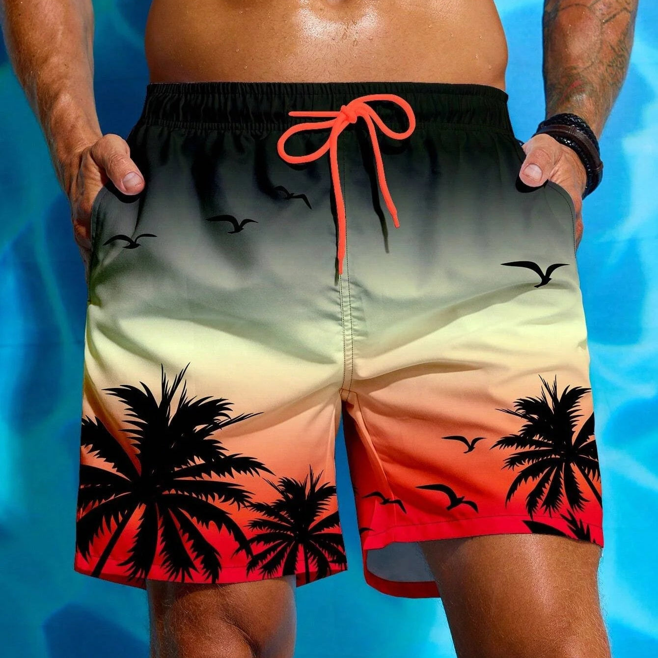 Męskie kąpielówki z plażowym nadrukiem Hypnos-helthfit.pl