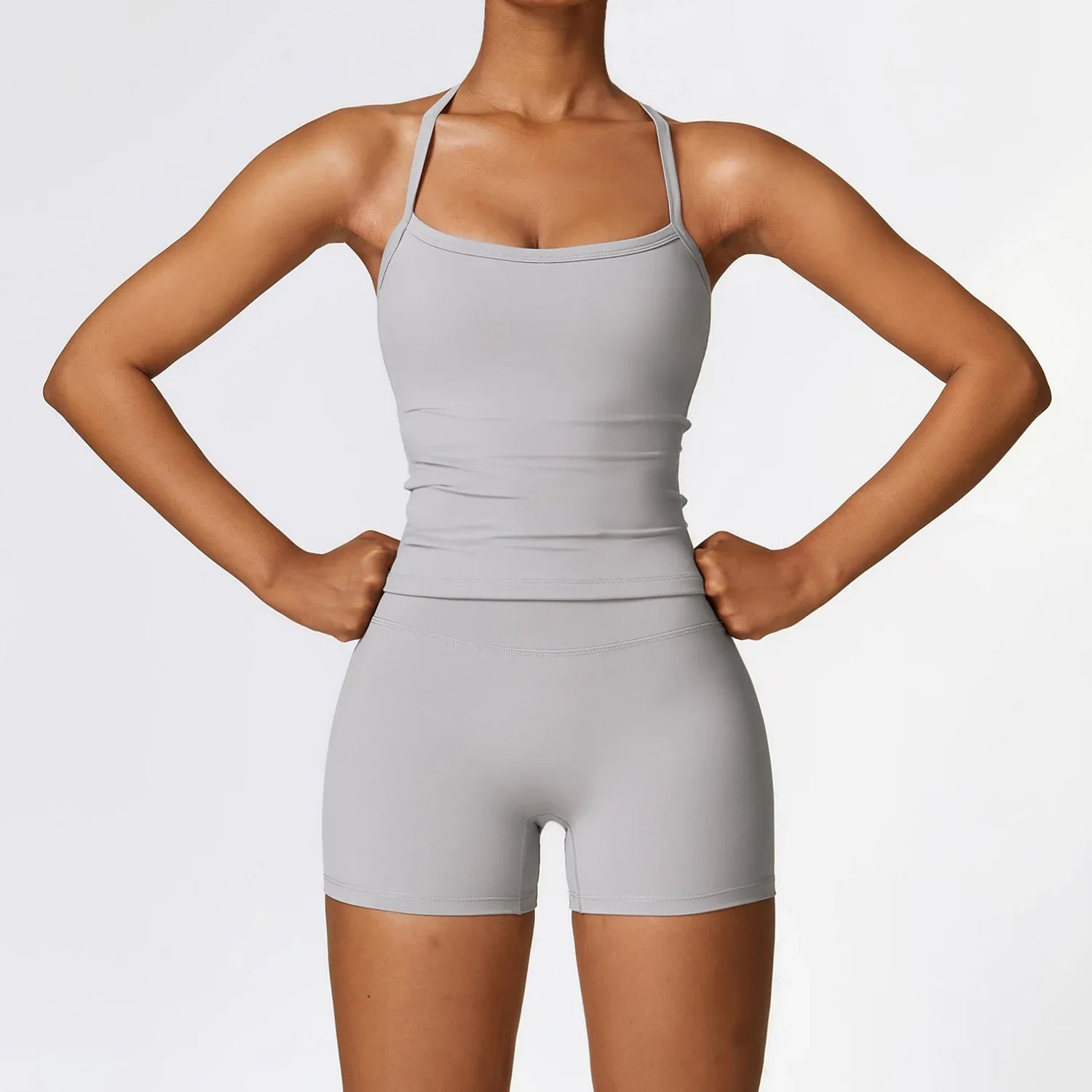 Komplet odzieży domowej krótkie legginsy + top na ramiączkach Persefona-helthfit.pl